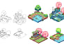 create pixel isometric illustration 3d pixel art pixel game map isometric logo